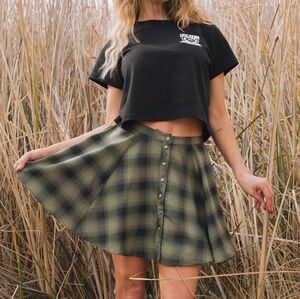 Green Plaid Mini Skirt Dixxon Flannel Co "Huntress" Skirt Women Size XS NWOT